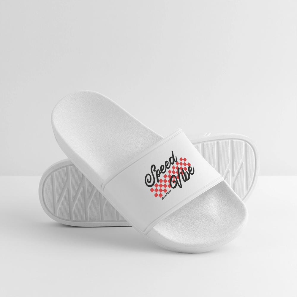 Speed Vibe Männer Badelatschen mit rutschfester Sohle und bedruckbarer Lasche aus PVC