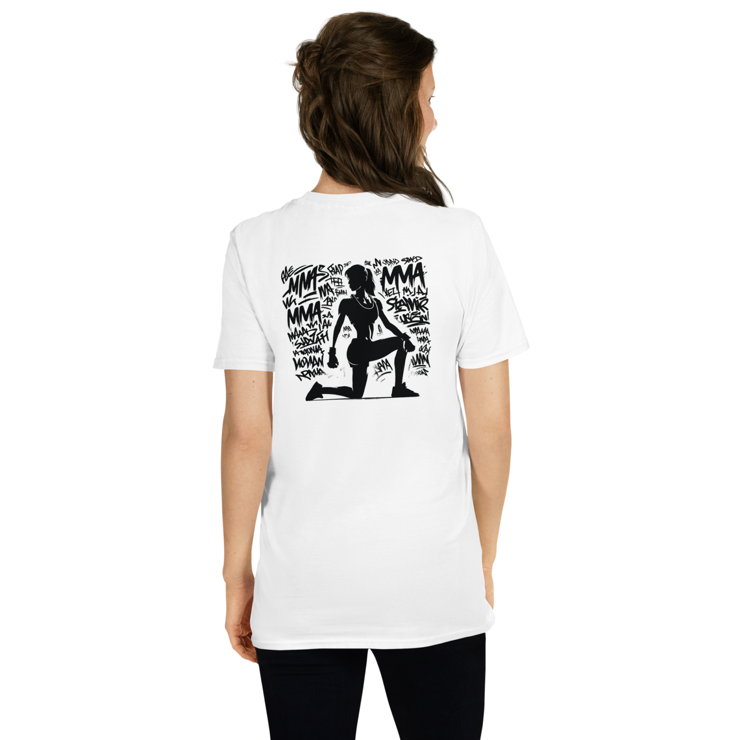 Gym Damen T-Shirt aus 100 % Baumwolle mit MMA-Print auf dem Rücken