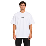 DAWIS Element Oversize T-Shirt in Weiß aus schwerer Baumwolle mit kleinem Frontprint und Rundhalsausschnitt