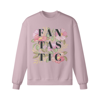 Oversize fit sweatshirt with floral front print, 100% cotton.