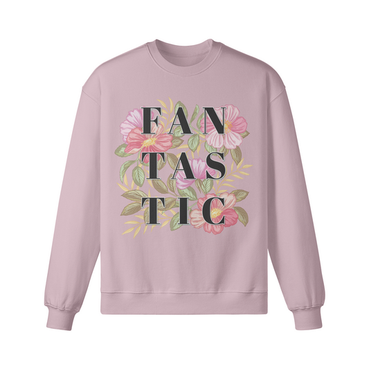 Oversize fit sweatshirt with floral front print, 100% cotton.