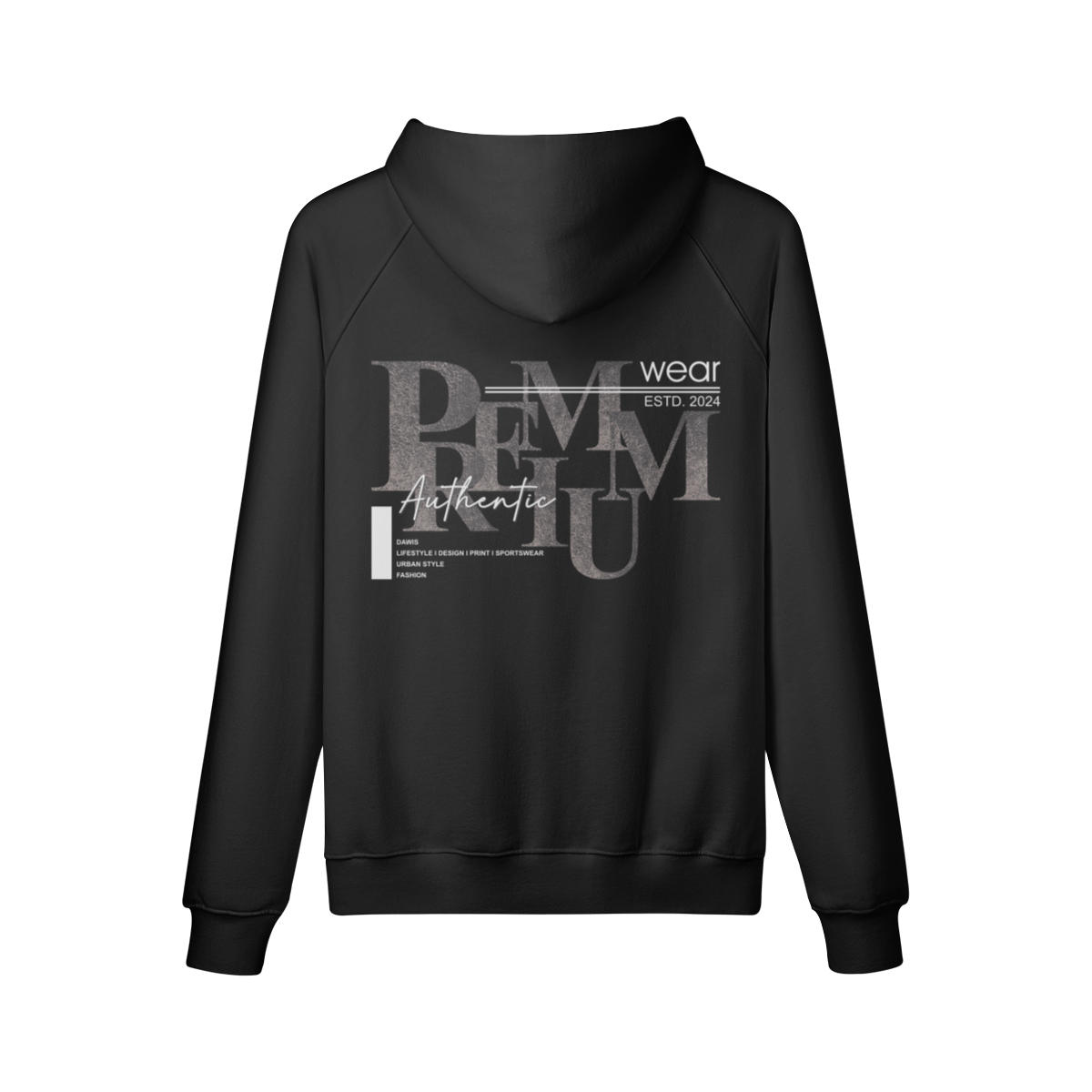AUTHENTIC WEAR Oversize Pullover aus 100% Baumwolle mit Front- und Backprint und Bündchen an Ärmeln und Saum